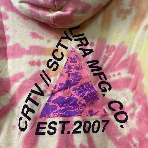 NWT Lira MFG Co Pink Yellow Multicolor Tie Dye Hoodie - Picture 4 of 8
